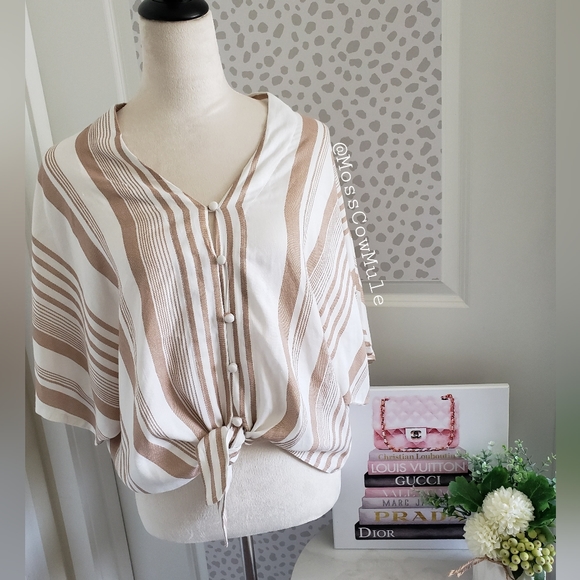 Sim & Sam Tops - Sim & Sam Front Tie Button Down Shirt